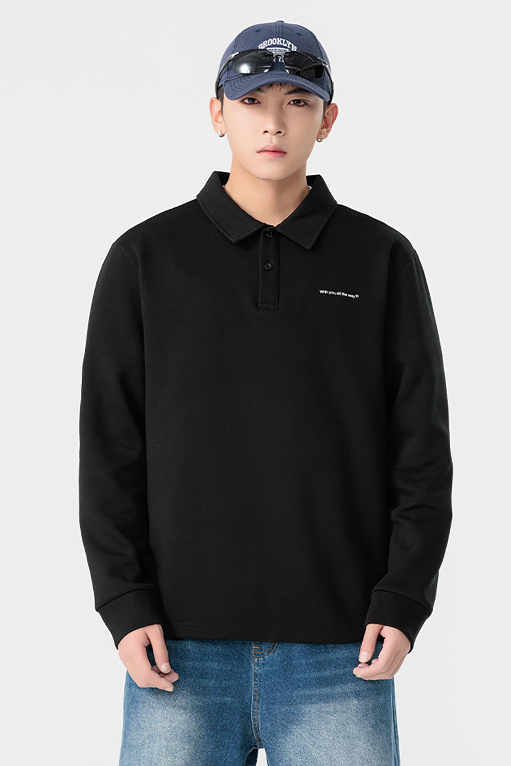 Men Solid Polo Collar Cotton T-shirt