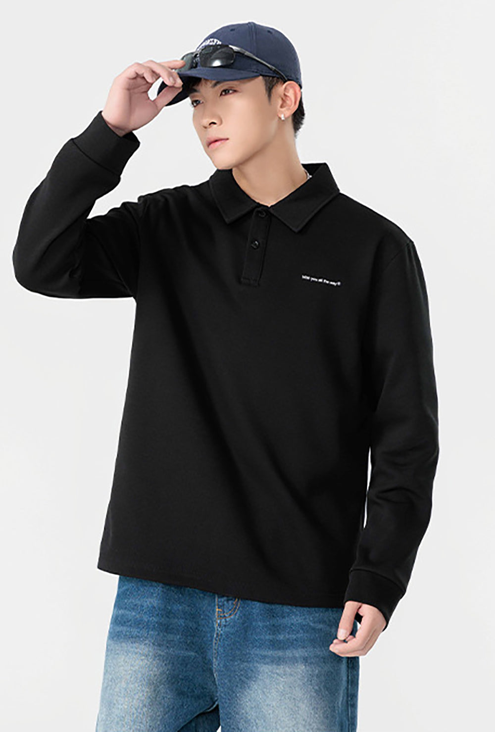 Men Solid Polo Collar Cotton T-shirt