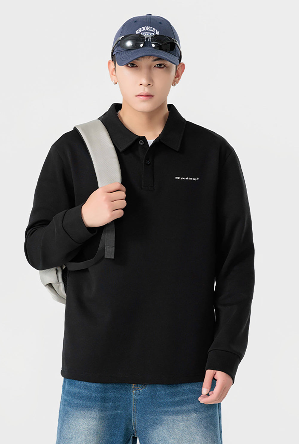 Men Solid Polo Collar Cotton T-shirt