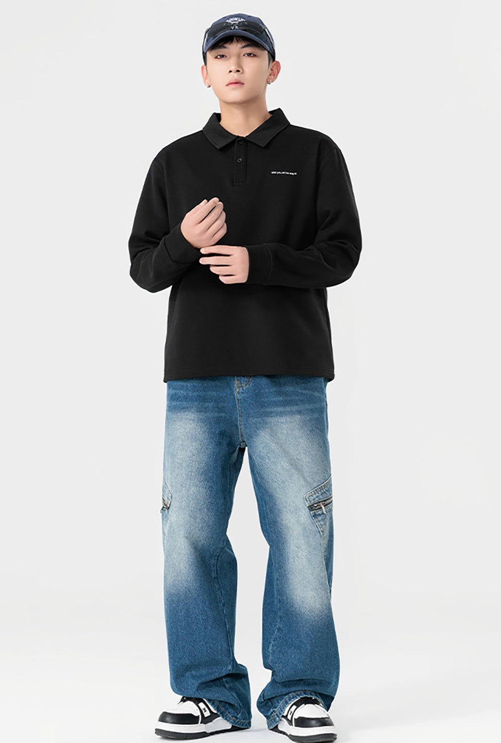 Men Solid Polo Collar Cotton T-shirt