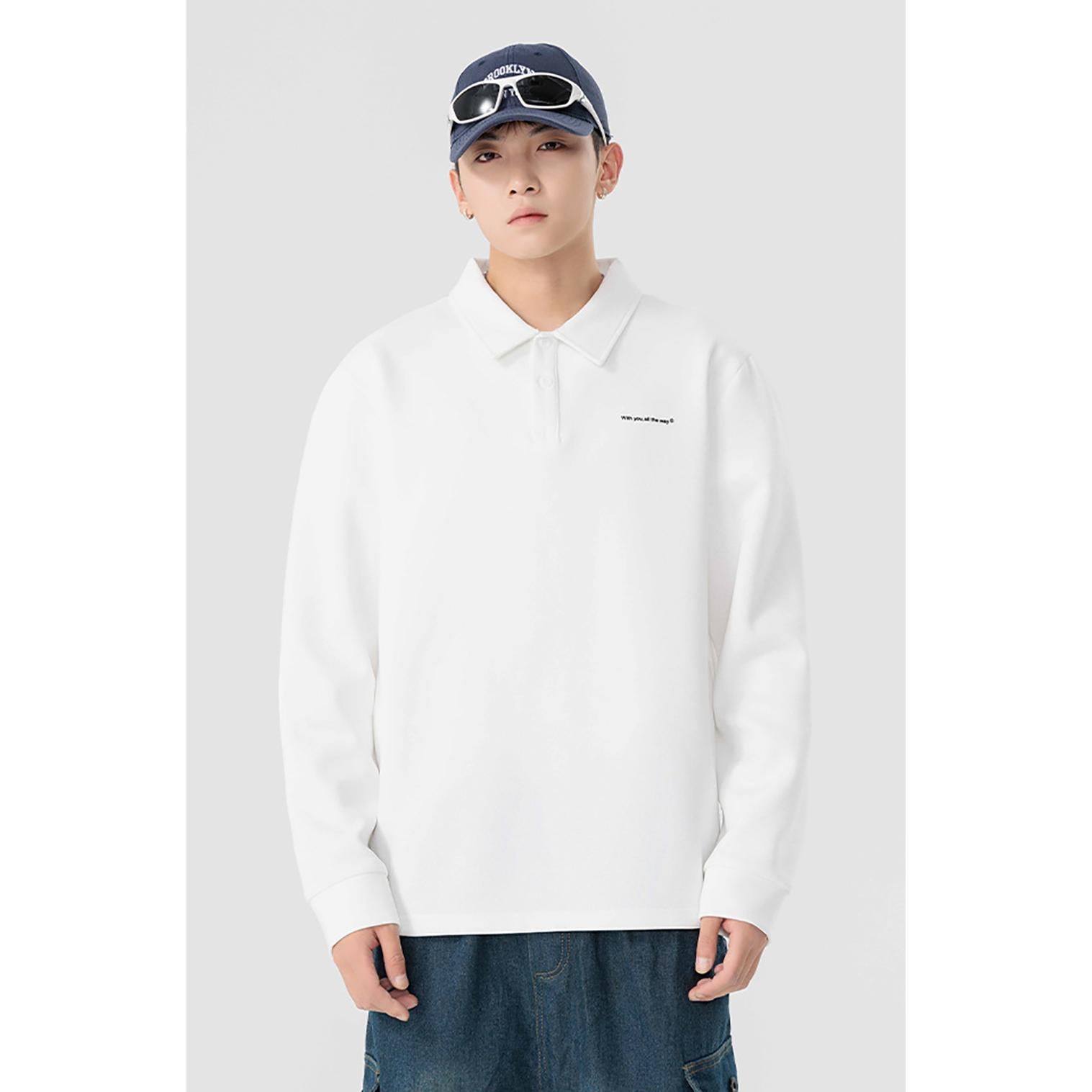 Men Solid Polo Collar Cotton Oversized T-shirt