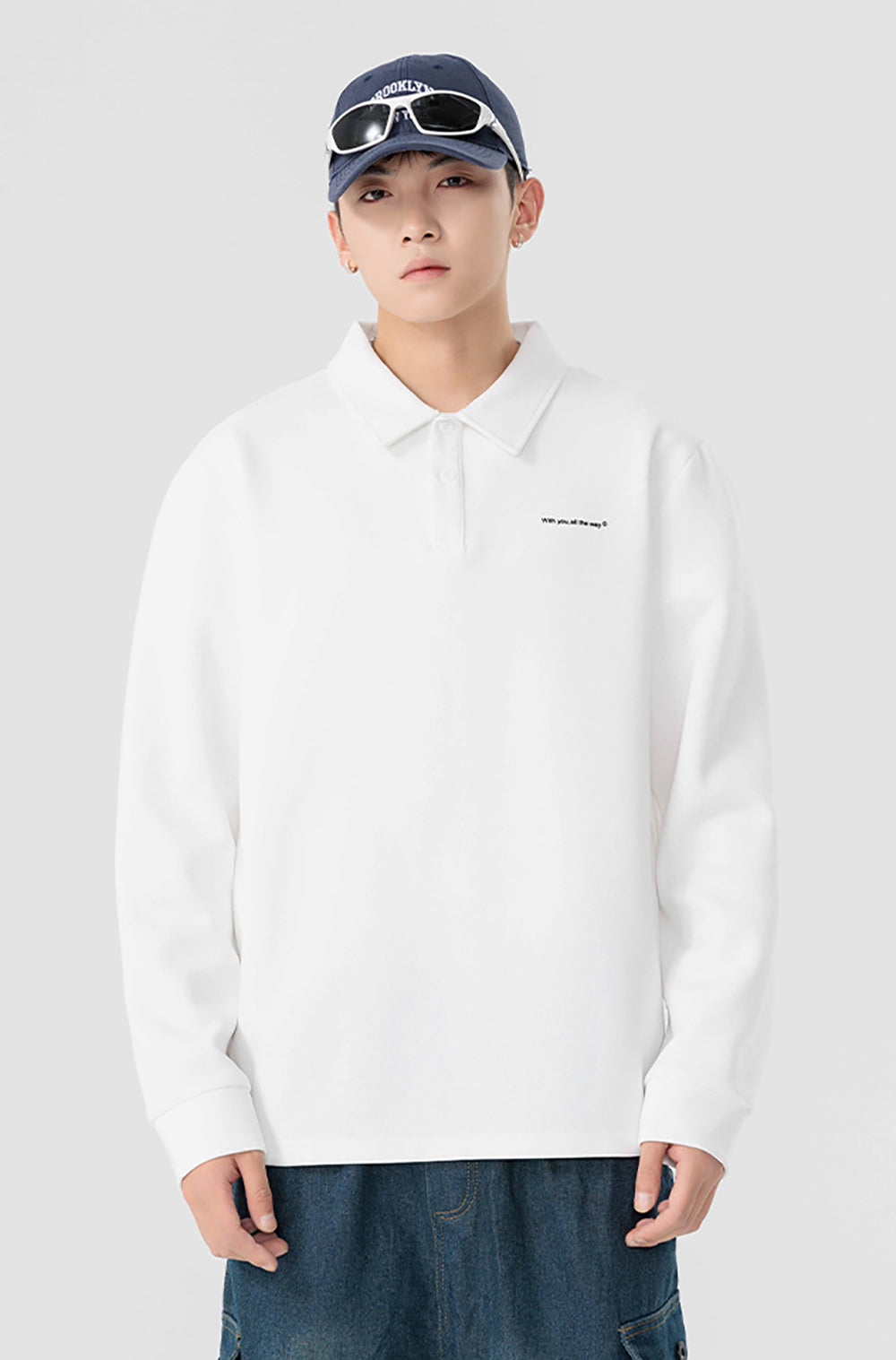 Men Solid Polo Collar Cotton Oversized T-shirt