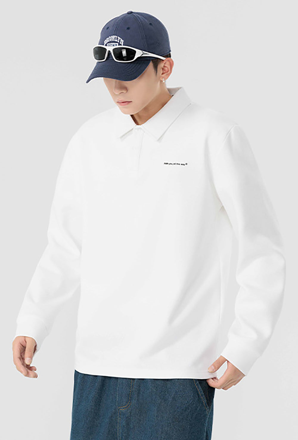 Men Solid Polo Collar Cotton Oversized T-shirt