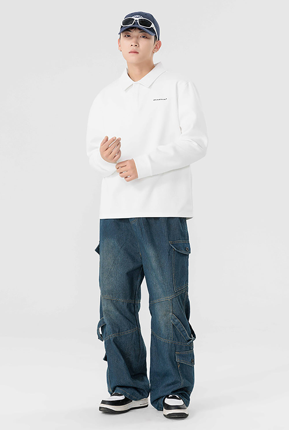 Men Solid Polo Collar Cotton Oversized T-shirt