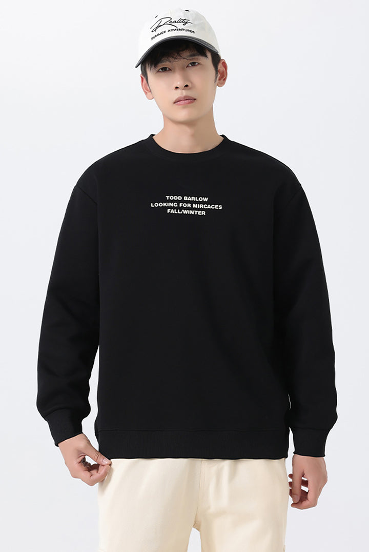Men Typography Printed Pullover Sweatshirt