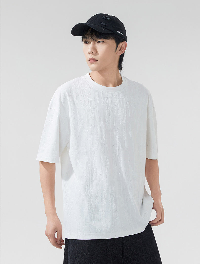 Men Solid Round Neck Boxy T-shirt