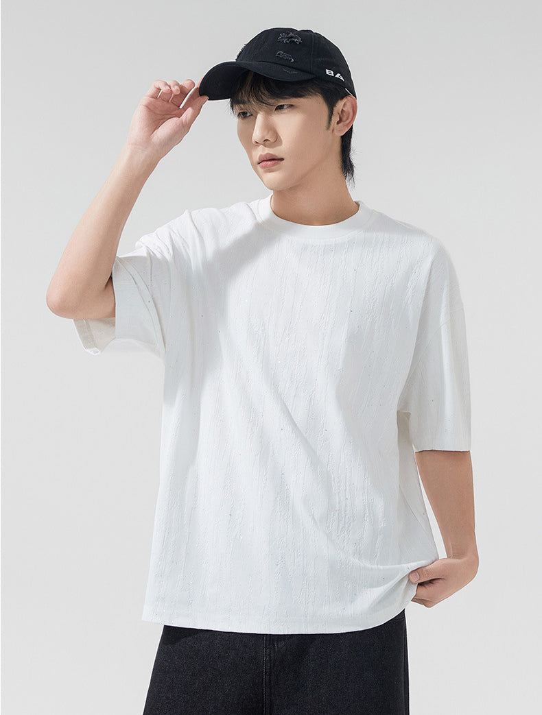 Men Solid Round Neck Boxy T-shirt