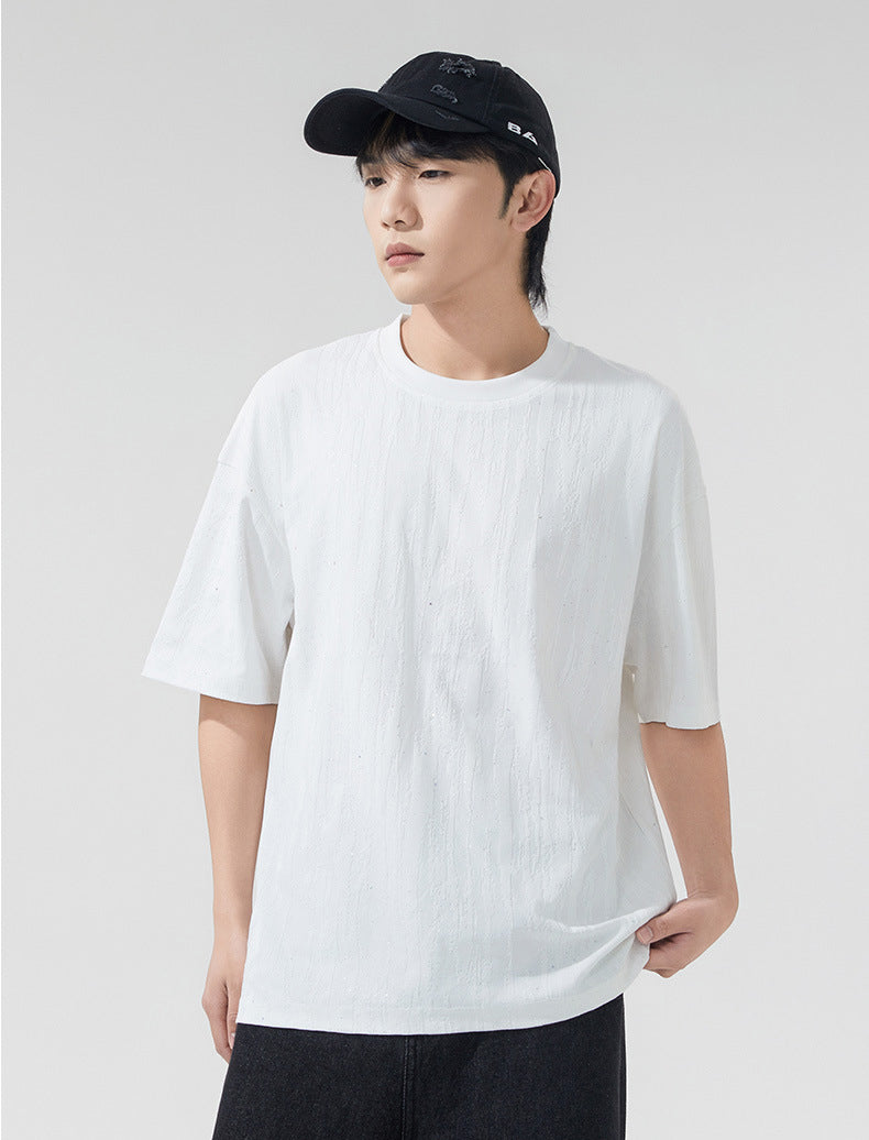 Men Solid Round Neck Boxy T-shirt