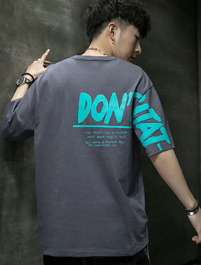Men Typography Printed Round Neck Cotton Relaxed Fit T-shirt