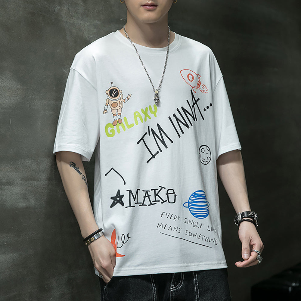 Men Typography Printed Round Neck Cotton Relaxed Fit T-shirt