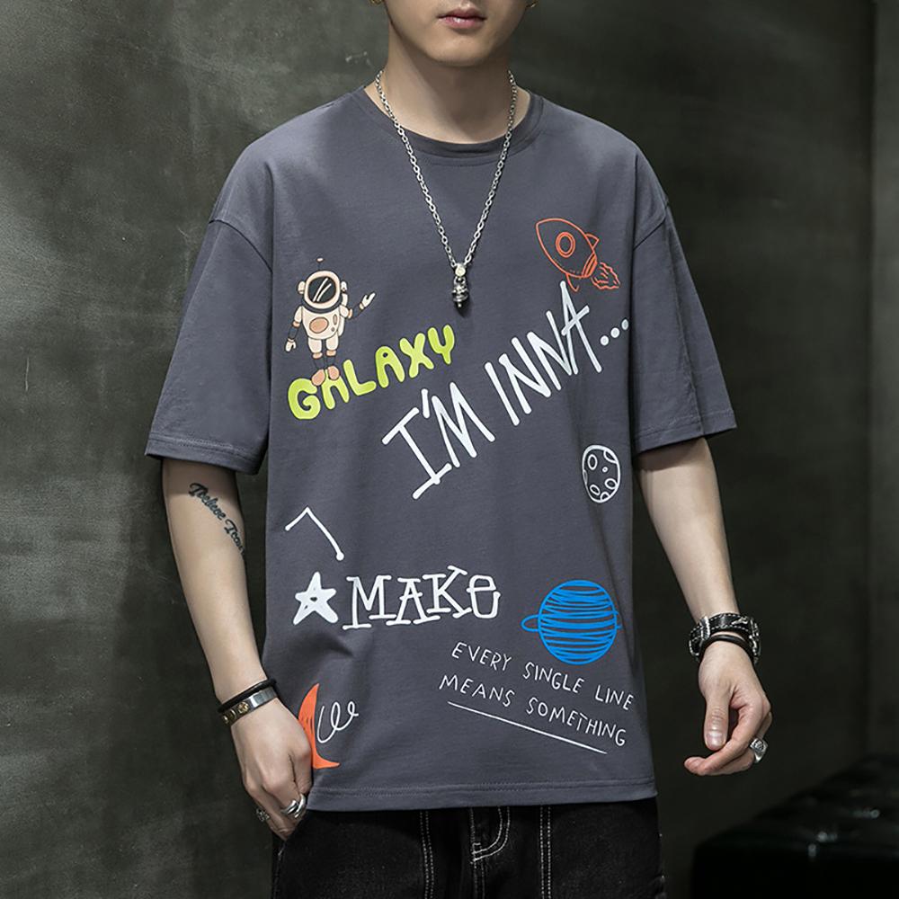 Men Typography Printed Round Neck Cotton Oversized T-shirt