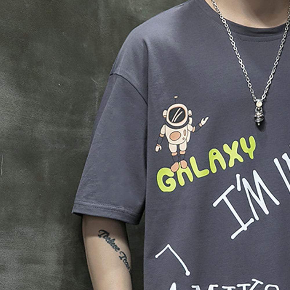 Men Typography Printed Round Neck Cotton Oversized T-shirt