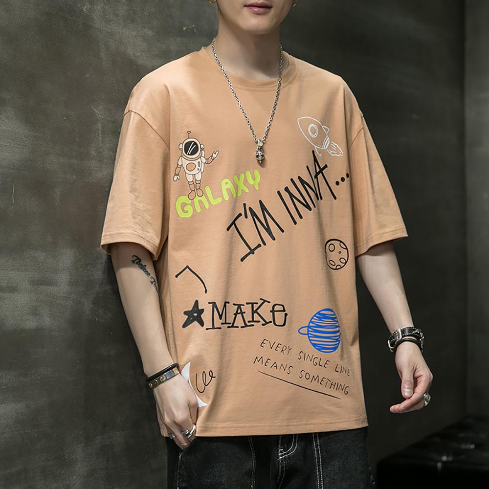 Men Typography Printed Round Neck Cotton Oversized T-shirt
