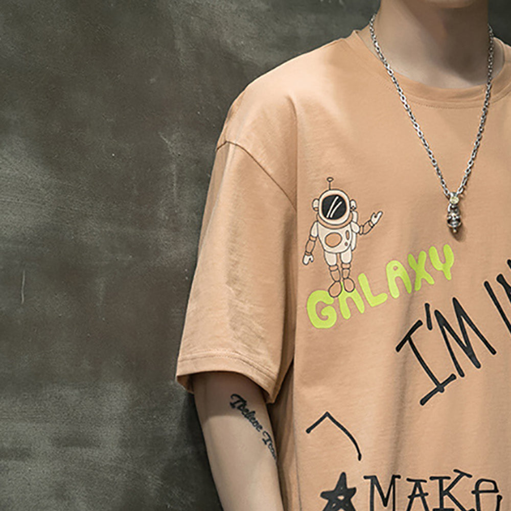 Men Typography Printed Round Neck Cotton Oversized T-shirt