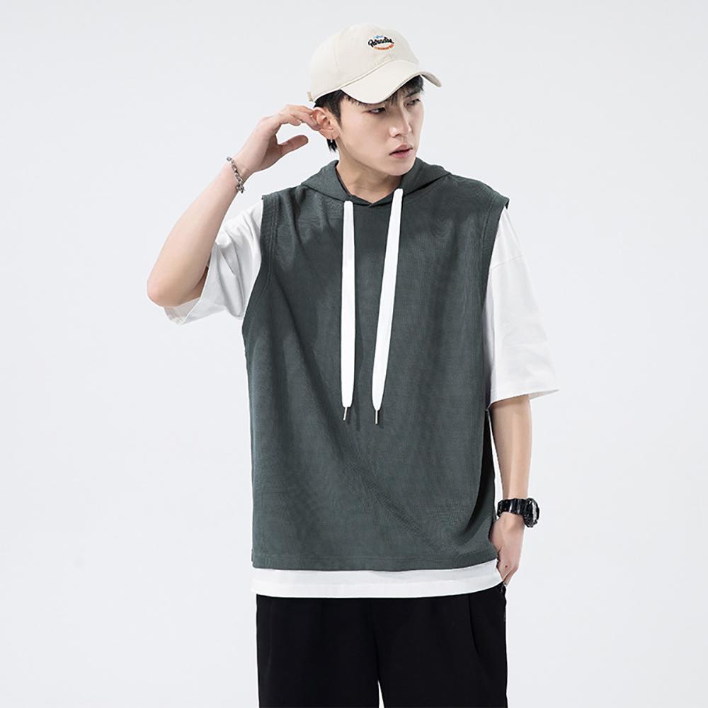 Men Solid Hooded T-shirt