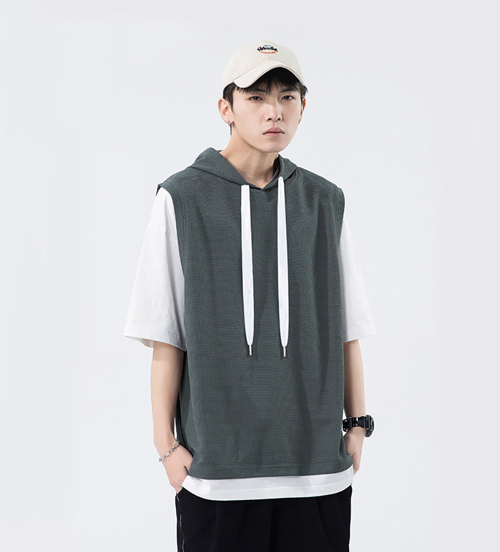 Men Solid Hooded T-shirt