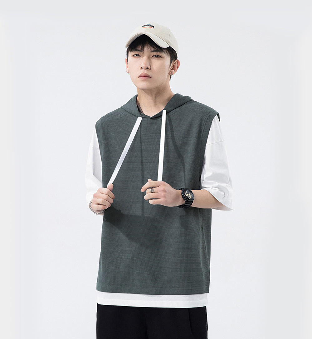 Men Solid Hooded T-shirt