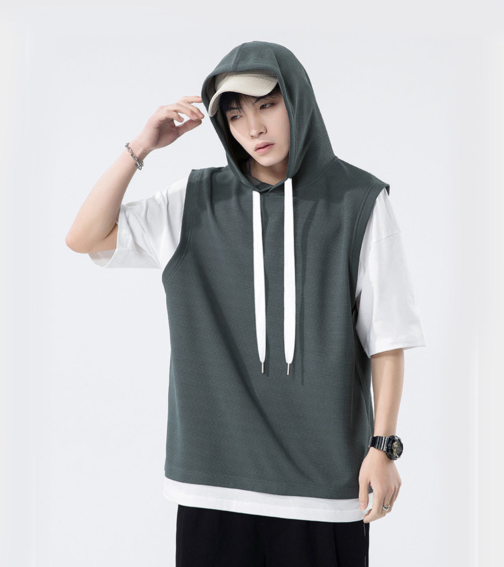 Men Solid Hooded T-shirt