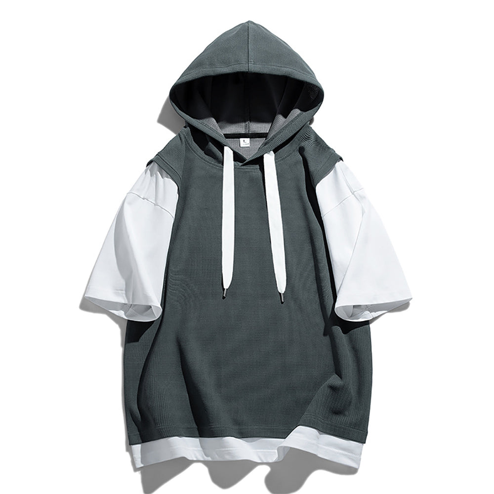 Men Solid Hooded T-shirt