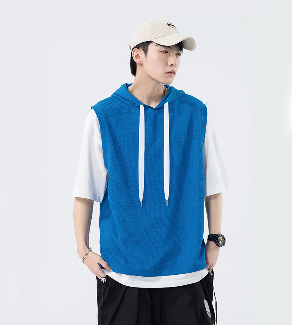 Men Solid Hooded T-shirt