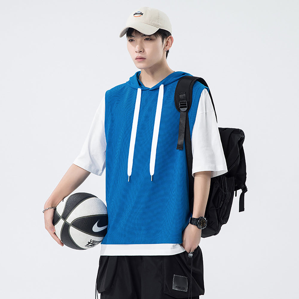 Men Solid Hooded T-shirt