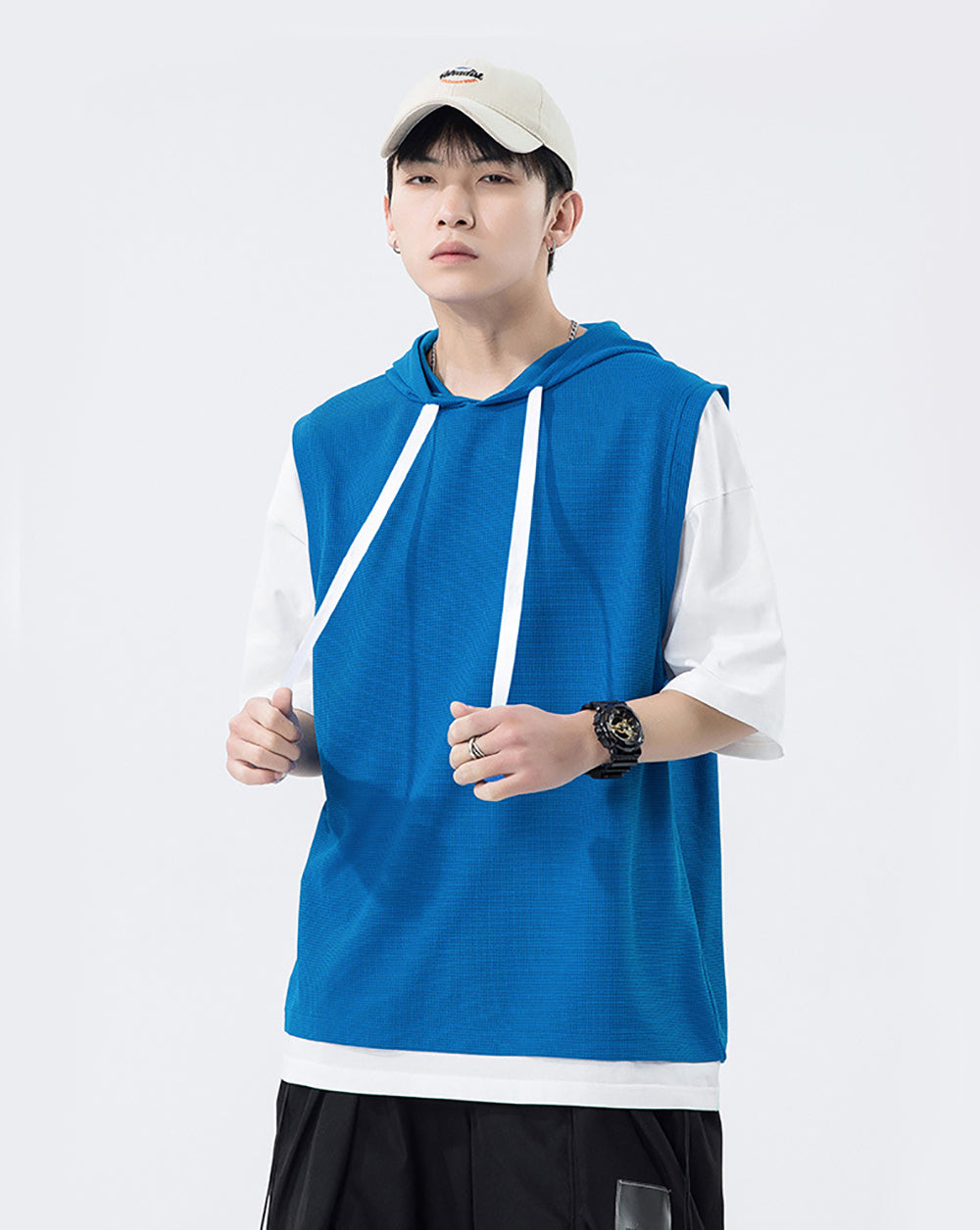 Men Solid Hooded T-shirt