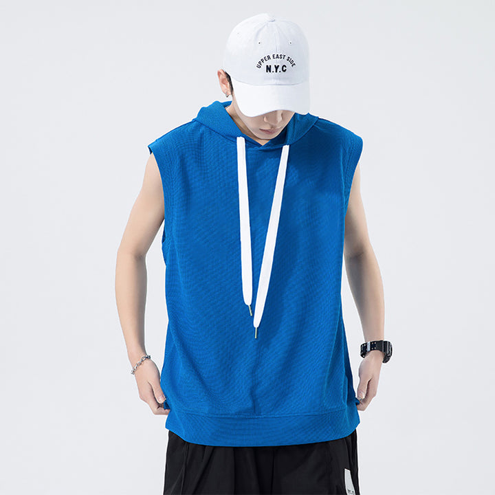 Men Self Design Hooded  Relaxed Fit T-shirt