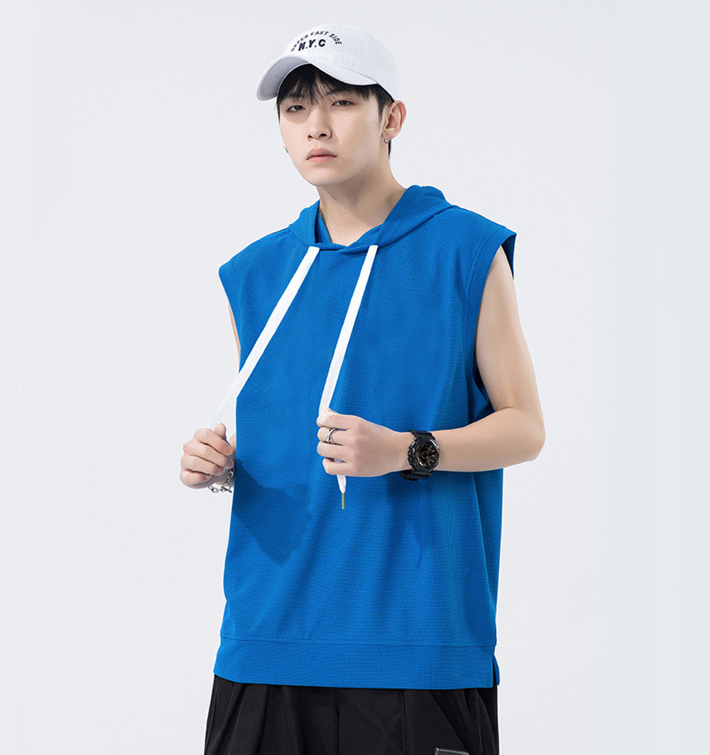 Men Self Design Hooded  Relaxed Fit T-shirt