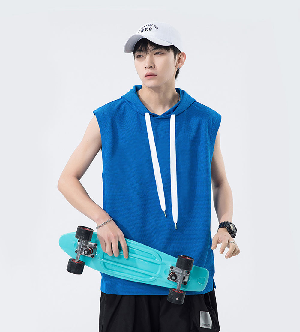 Men Self Design Hooded  Relaxed Fit T-shirt