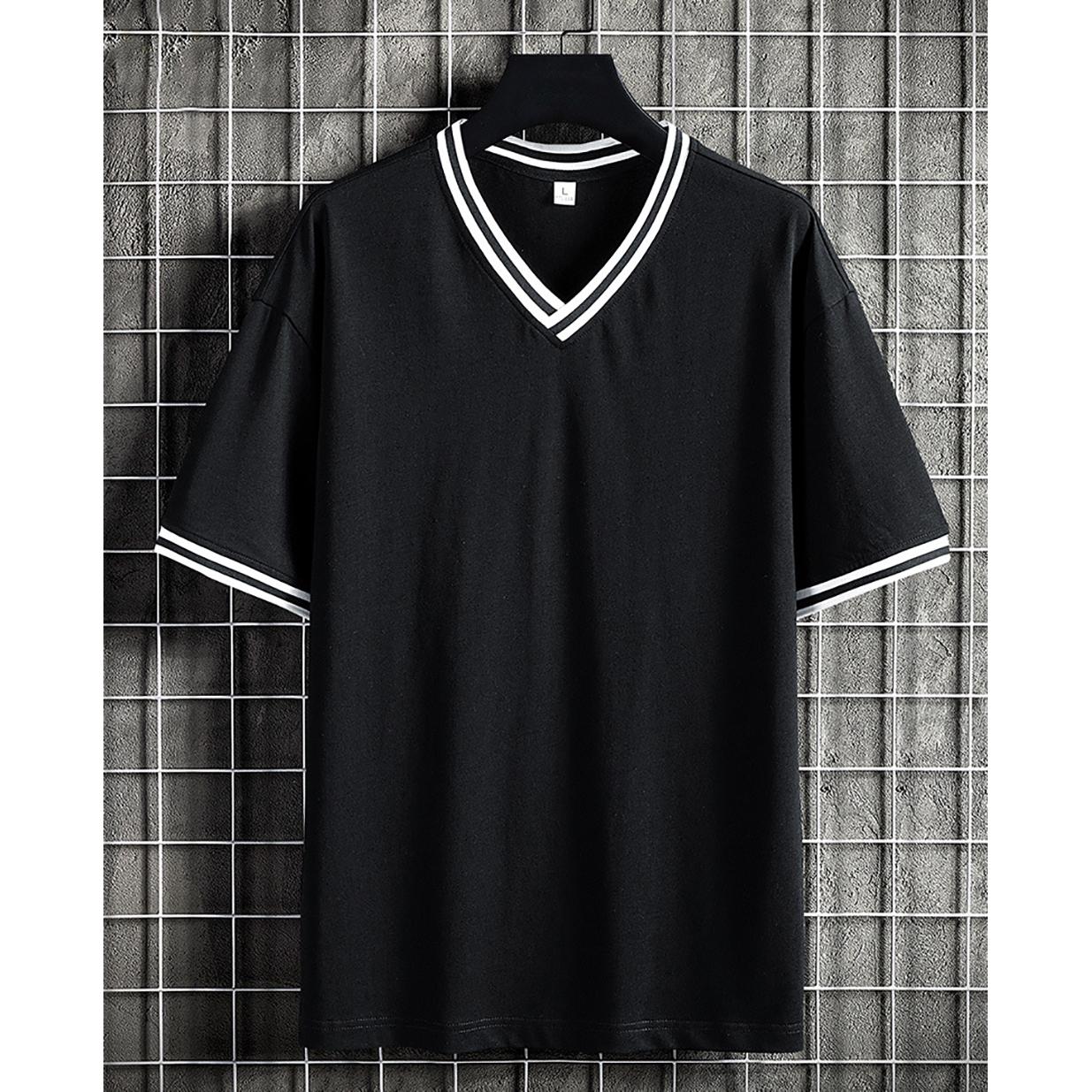 Men Solid V-Neck Regular Fit T-shirt