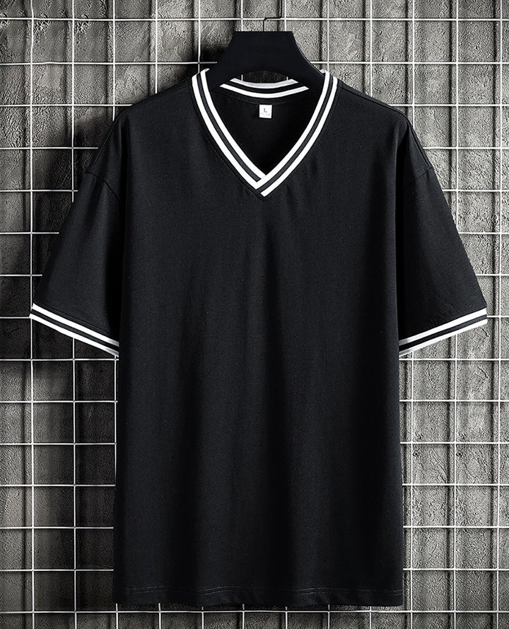 Men Solid V-Neck Regular Fit T-shirt