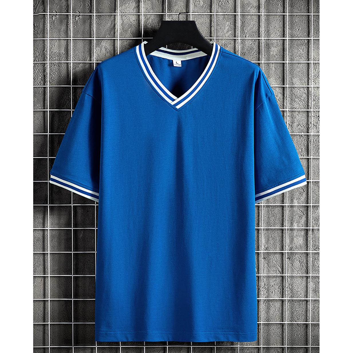 Men Solid V-Neck Regular Fit T-shirt