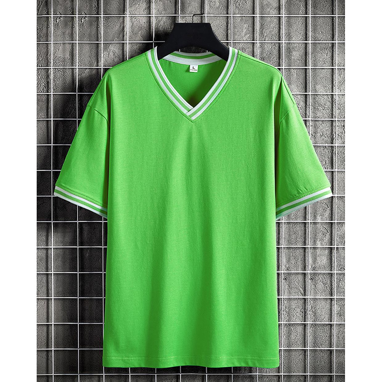 Men Solid V-Neck Cotton Relaxed Fit T-shirt