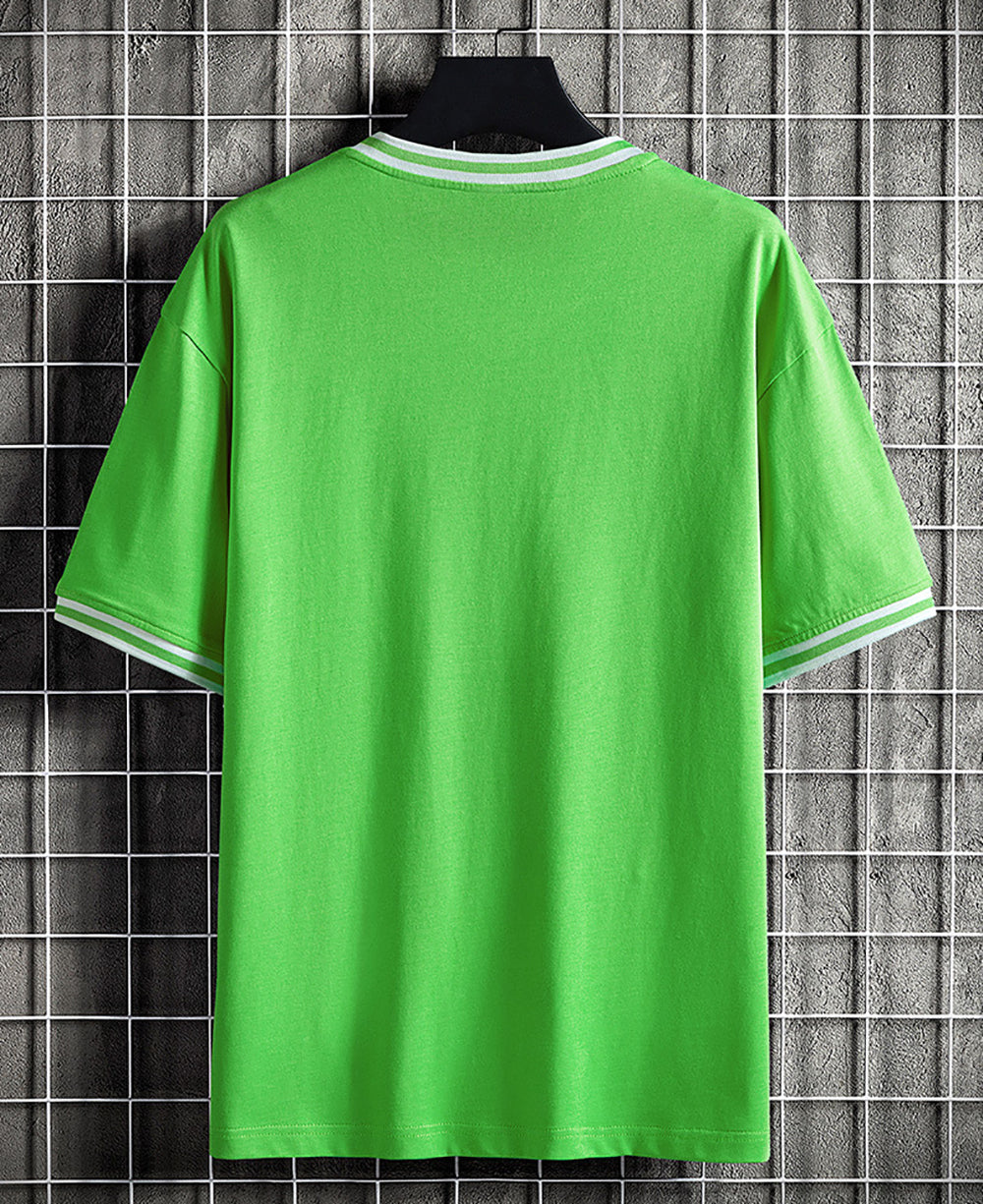 Men Solid V-Neck Cotton Relaxed Fit T-shirt
