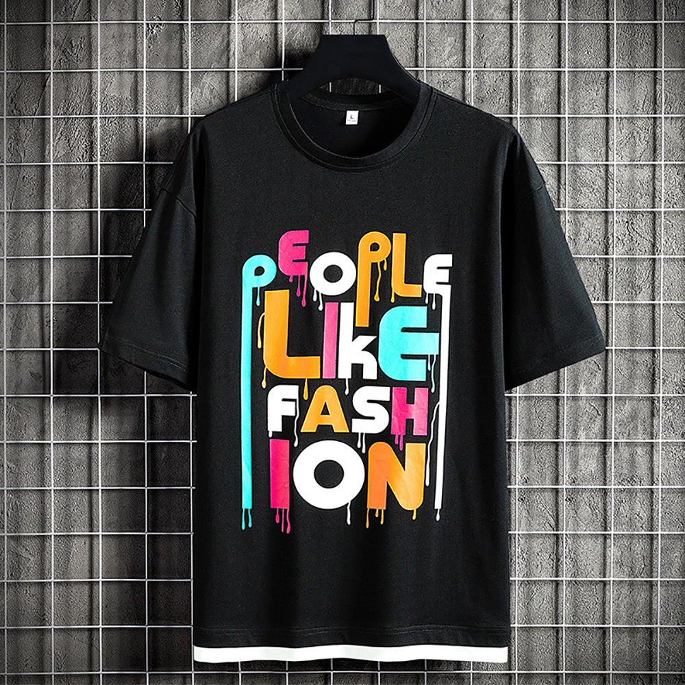 Men Typography Printed Round Neck Cotton Relaxed Fit T-shirt
