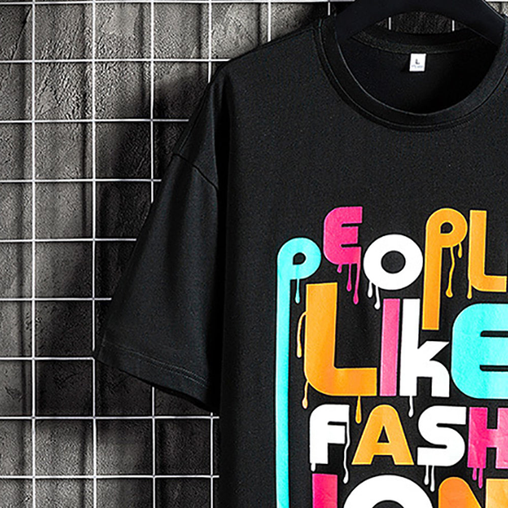 Men Typography Printed Round Neck Cotton Relaxed Fit T-shirt
