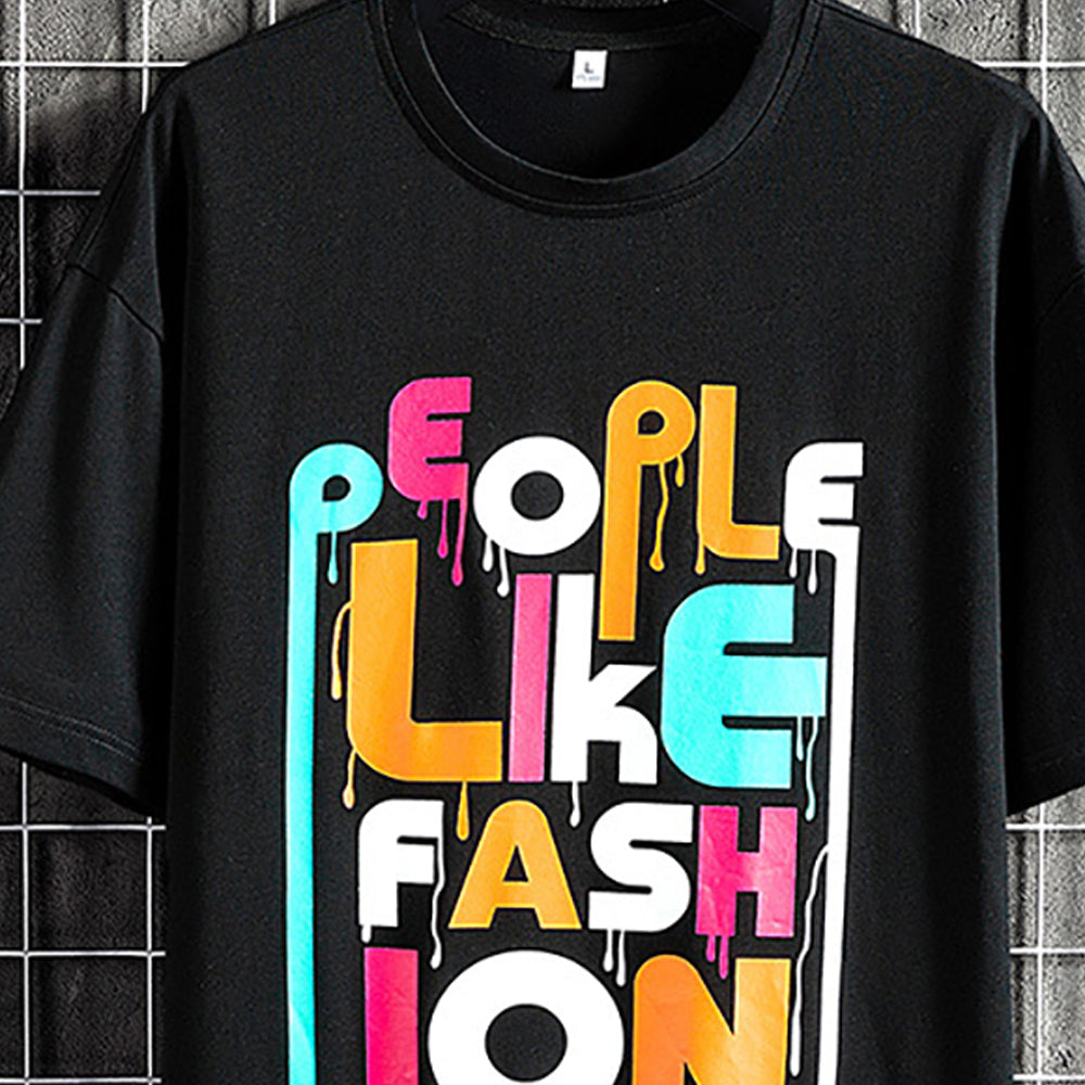 Men Typography Printed Round Neck Cotton Relaxed Fit T-shirt