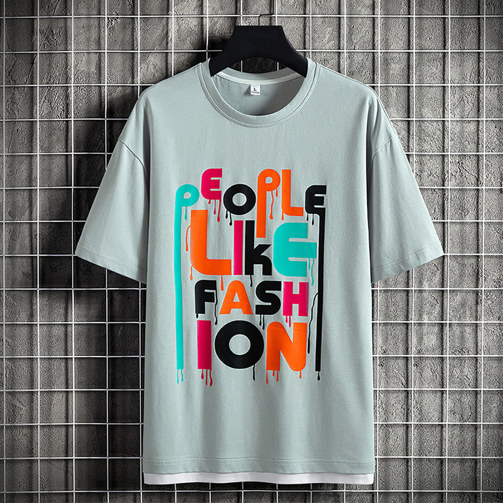 Men Typography Printed Round Neck Cotton Relaxed Fit T-shirt
