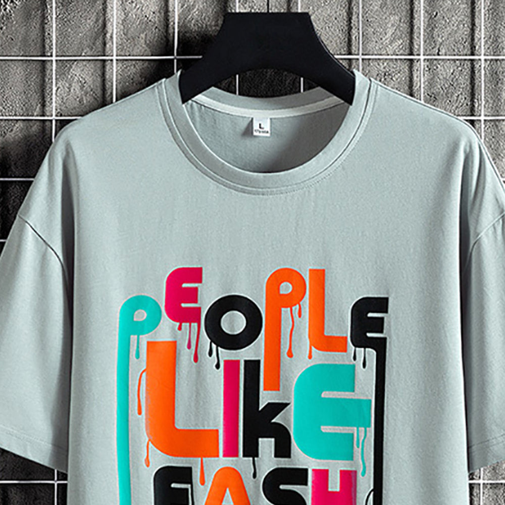 Men Typography Printed Round Neck Cotton Relaxed Fit T-shirt