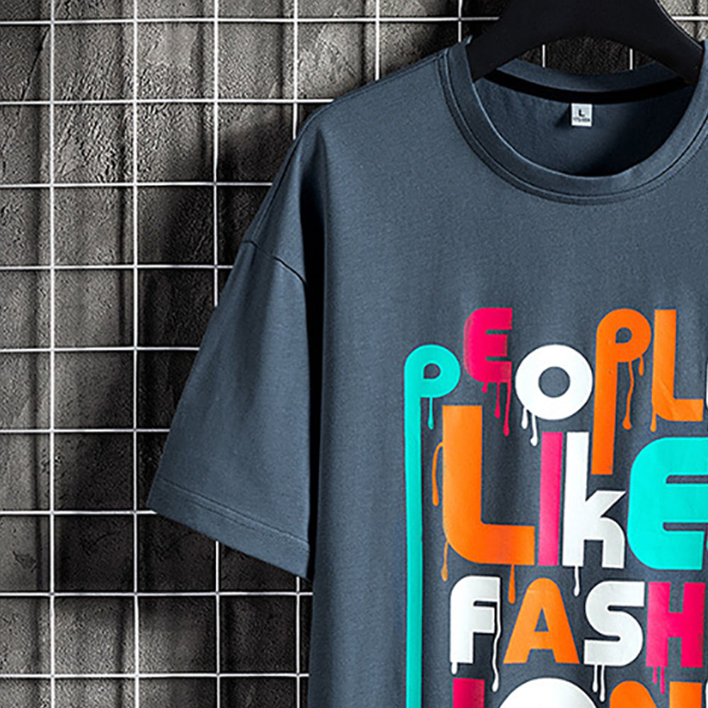 Men Typography Printed Round Neck Cotton Relaxed Fit T-shirt
