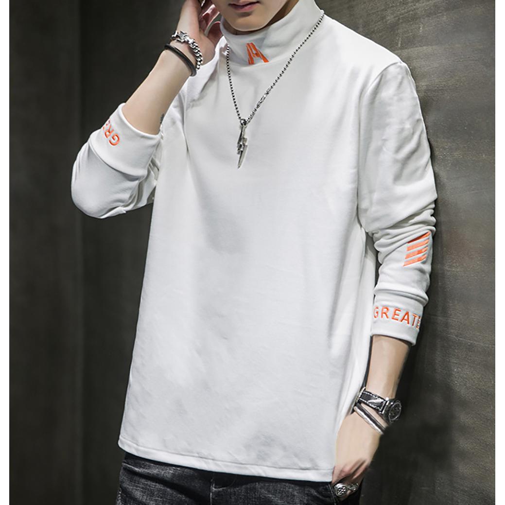 Men Typography Printed High Neck T-shirt