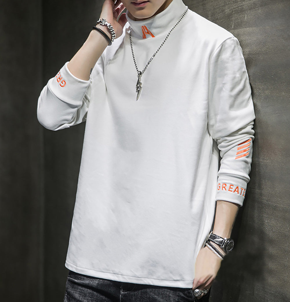 Men Typography Printed High Neck T-shirt
