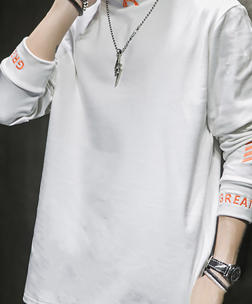 Men Typography Printed High Neck T-shirt