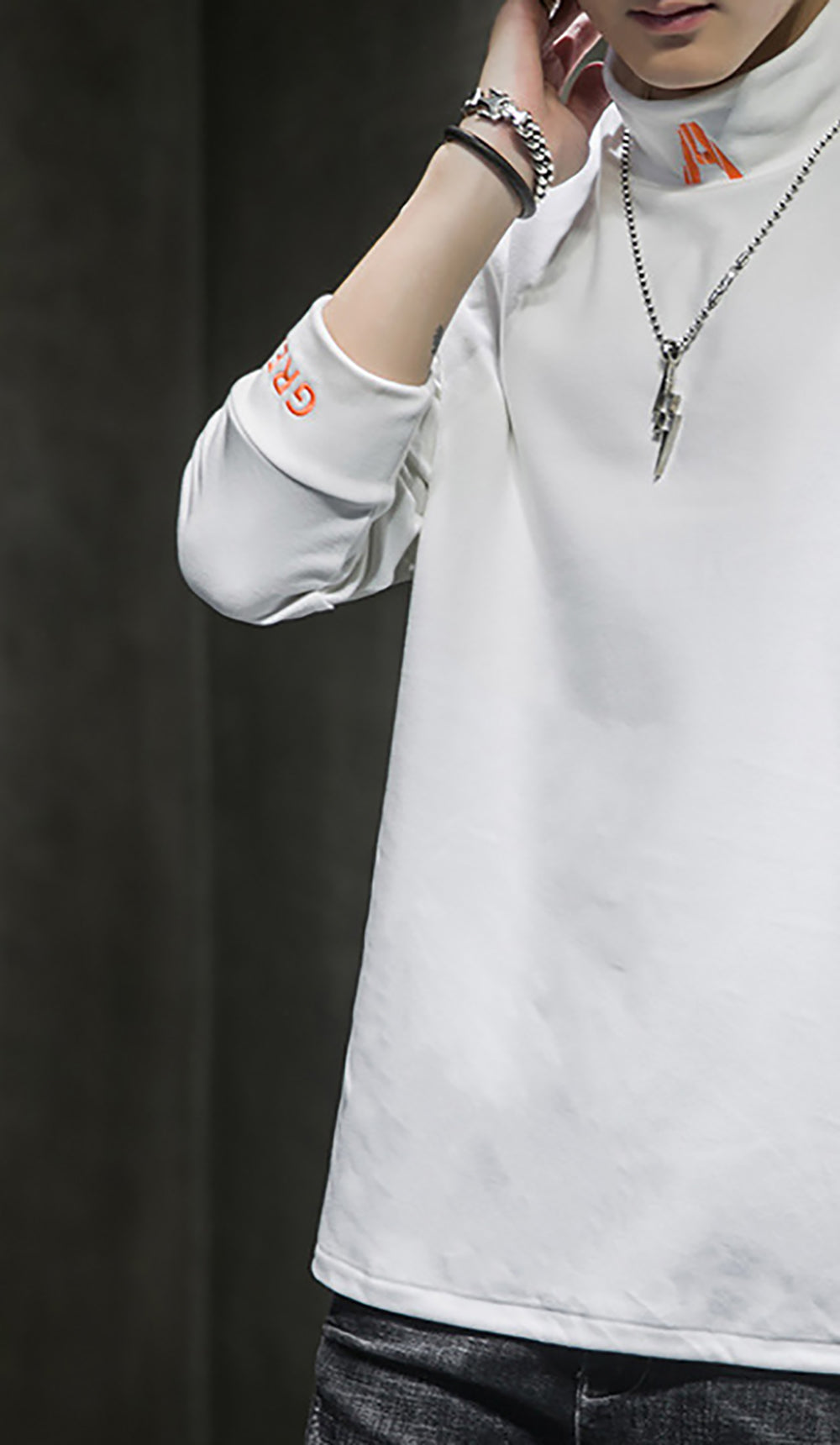 Men Typography Printed High Neck T-shirt