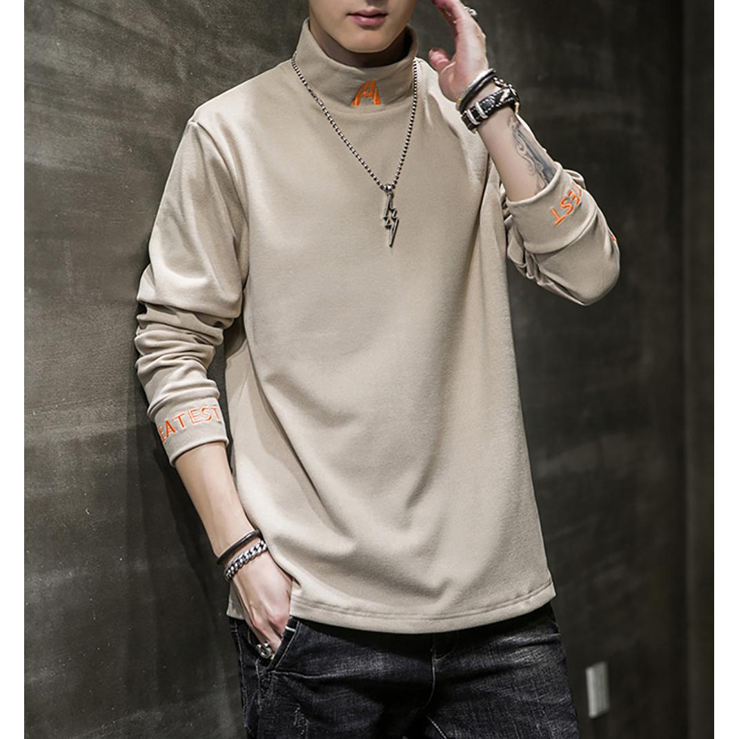 Men Typography Printed High Neck T-shirt