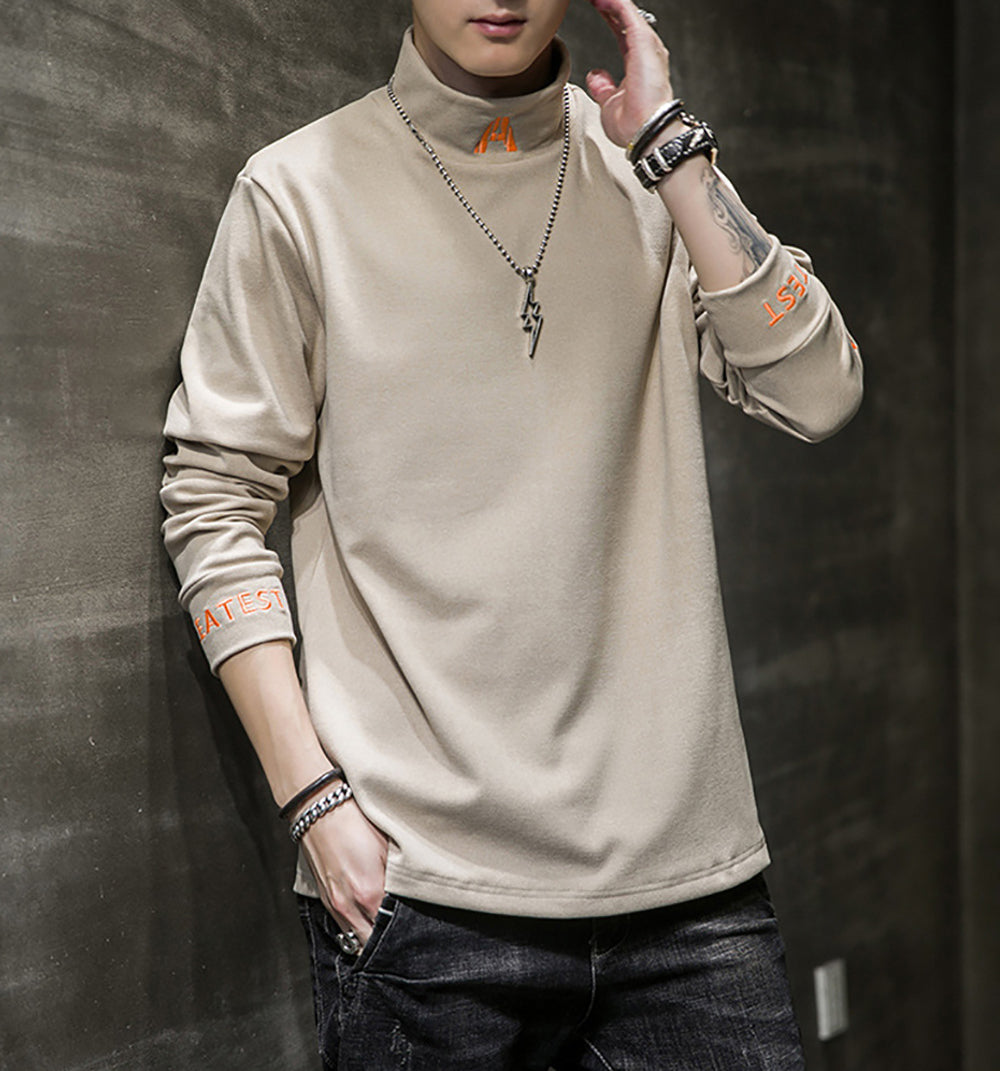 Men Typography Printed High Neck T-shirt