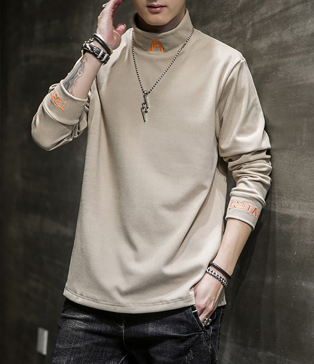 Men Typography Printed High Neck T-shirt