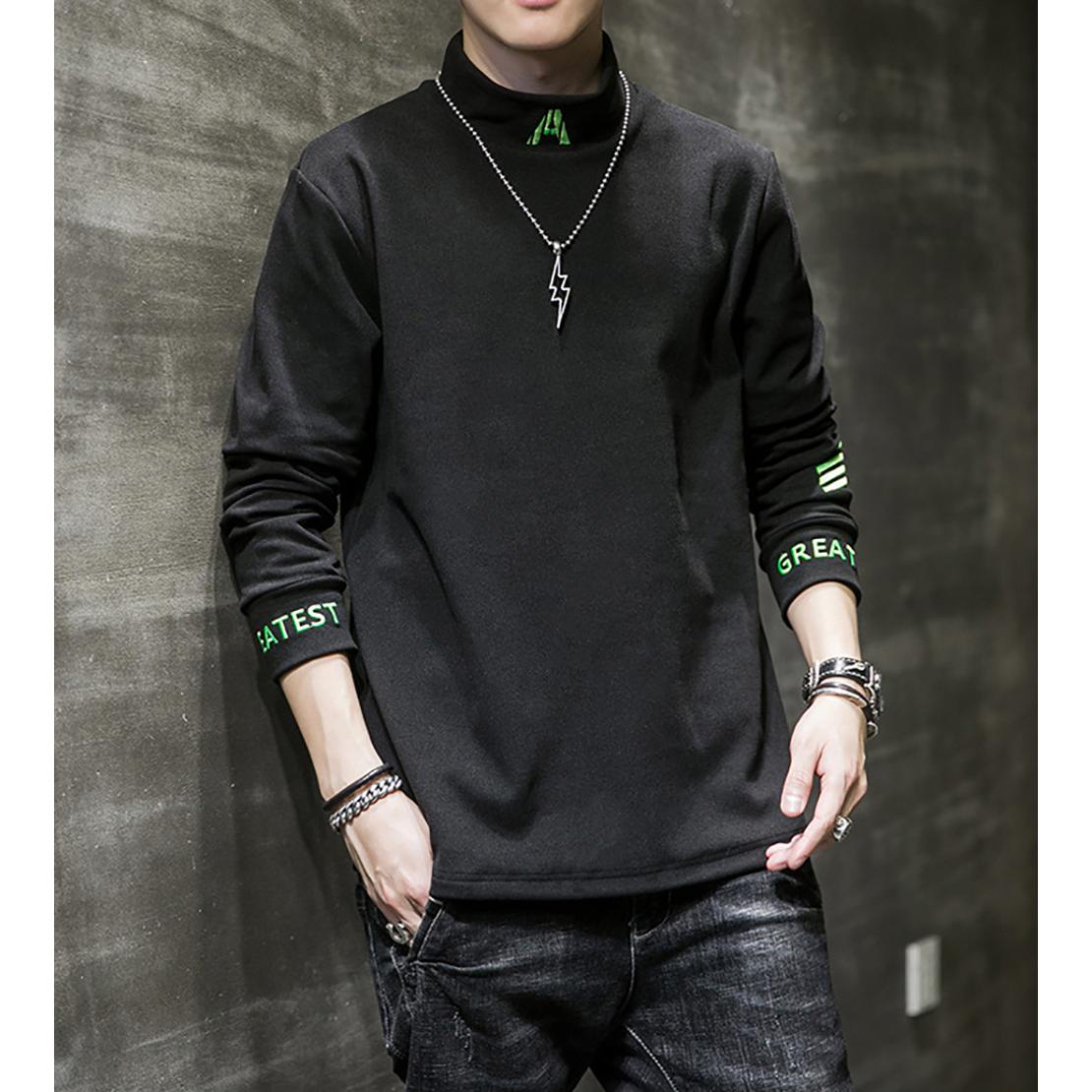 Men Typography Printed High Neck T-shirt