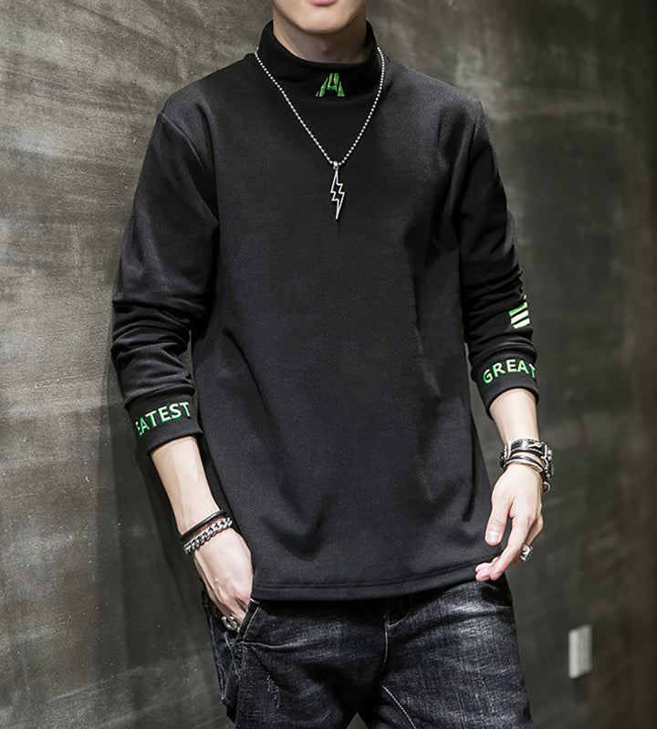 Men Typography Printed High Neck T-shirt