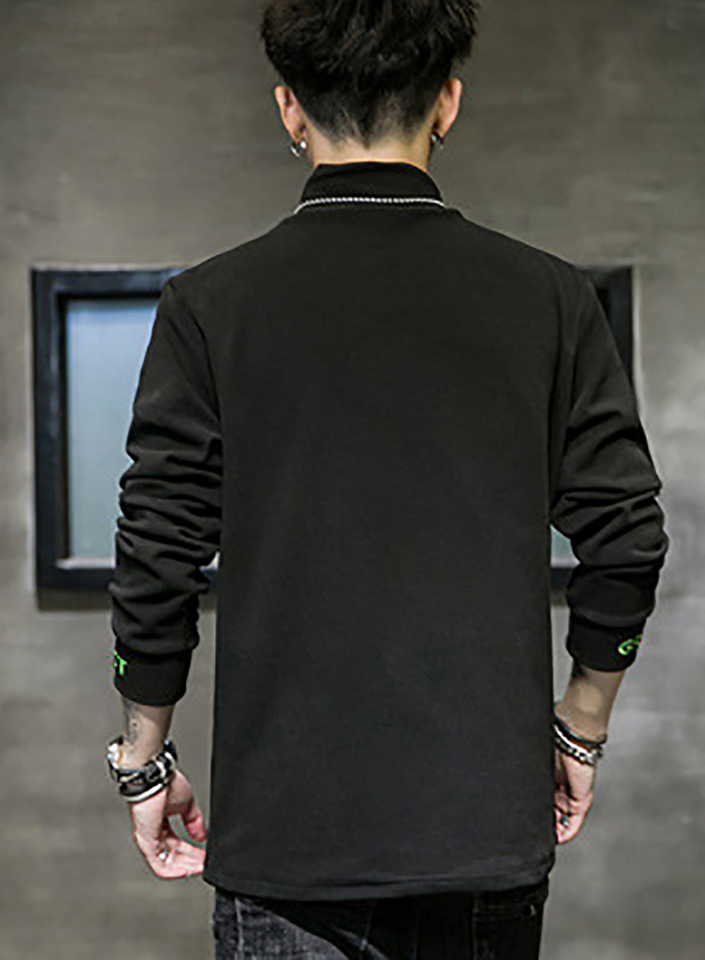 Men Typography Printed High Neck T-shirt